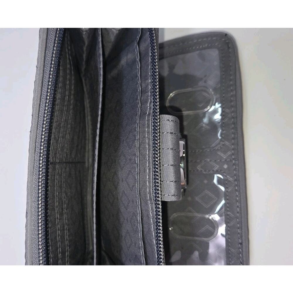 Vera Bradley Gray Solid Zip-Around Wallet Wrist Strap ID Window Coin Pocket - Picture 14 of 14